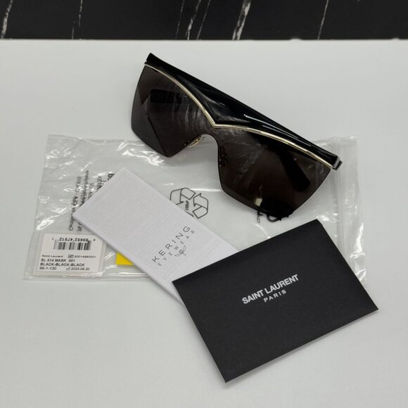 NEW SAINT LAURENT SL614 MASK 001 WOMEN BLACK SUNGLASSES SAINT LAURENT SL 614 001 - Picture 13 of 14